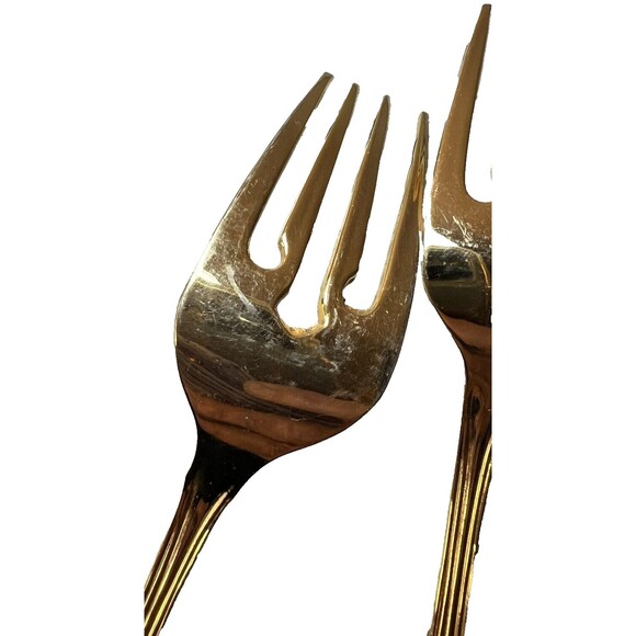 FB Rogers Golden Plated Electroplate American Chipendale 4 Forks Salad - Picture 12 of 15